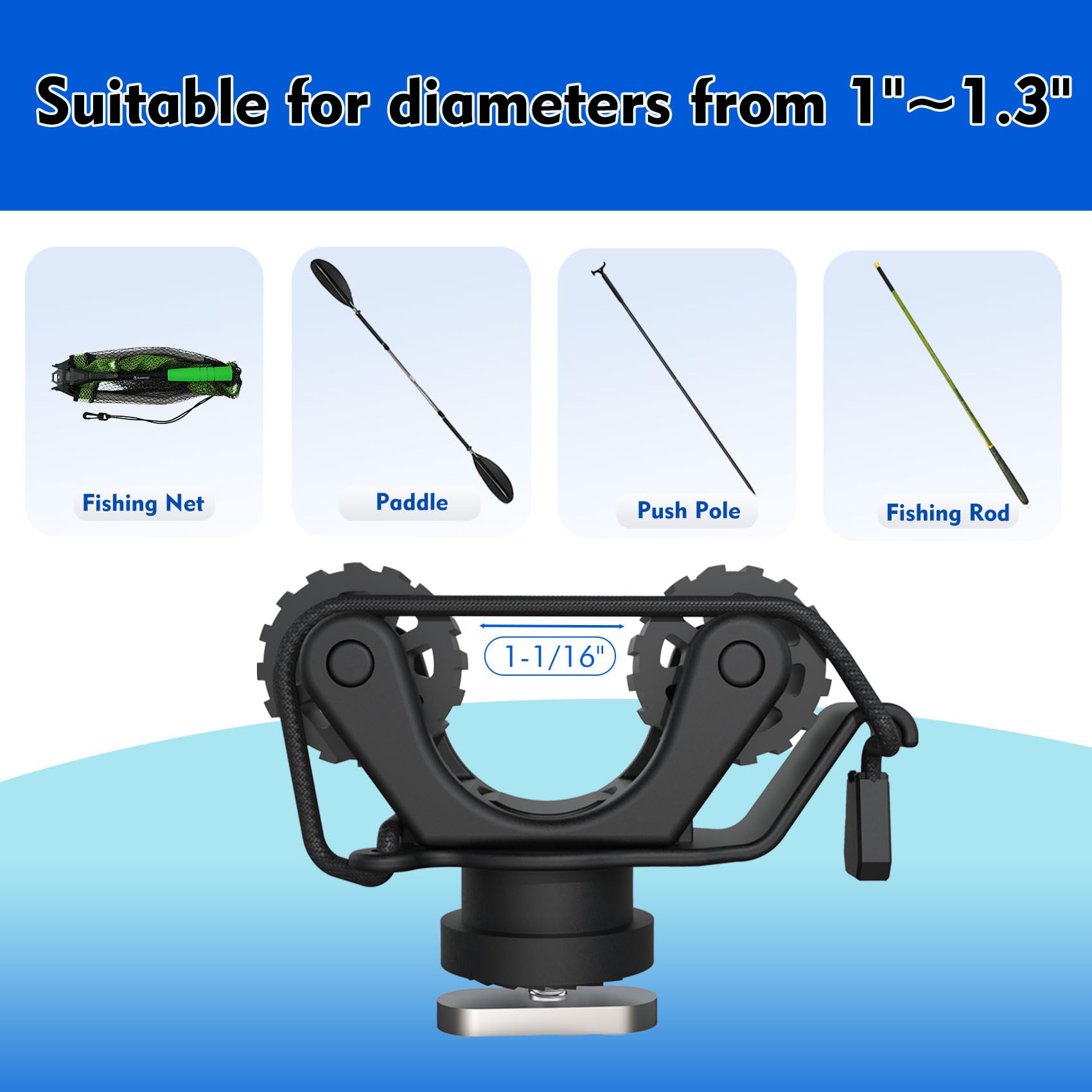 Soporte de paleta para riel de - Fishing Kayak Rod Holder reseña y precio